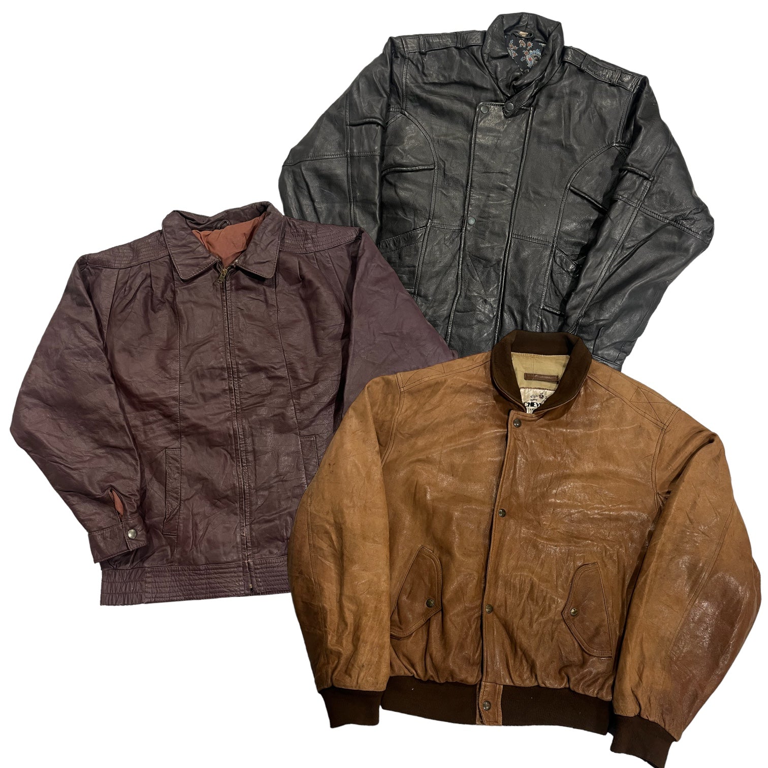 10x GENUINE LEATHER BOMBER JACKETS - The Hub Vintage Wholesale Limited