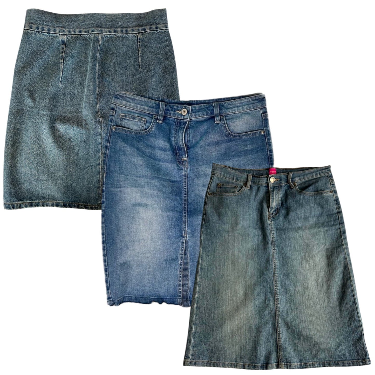 30 x Y2K MID DENIM SKIRTS - The Hub Vintage Wholesale Limited