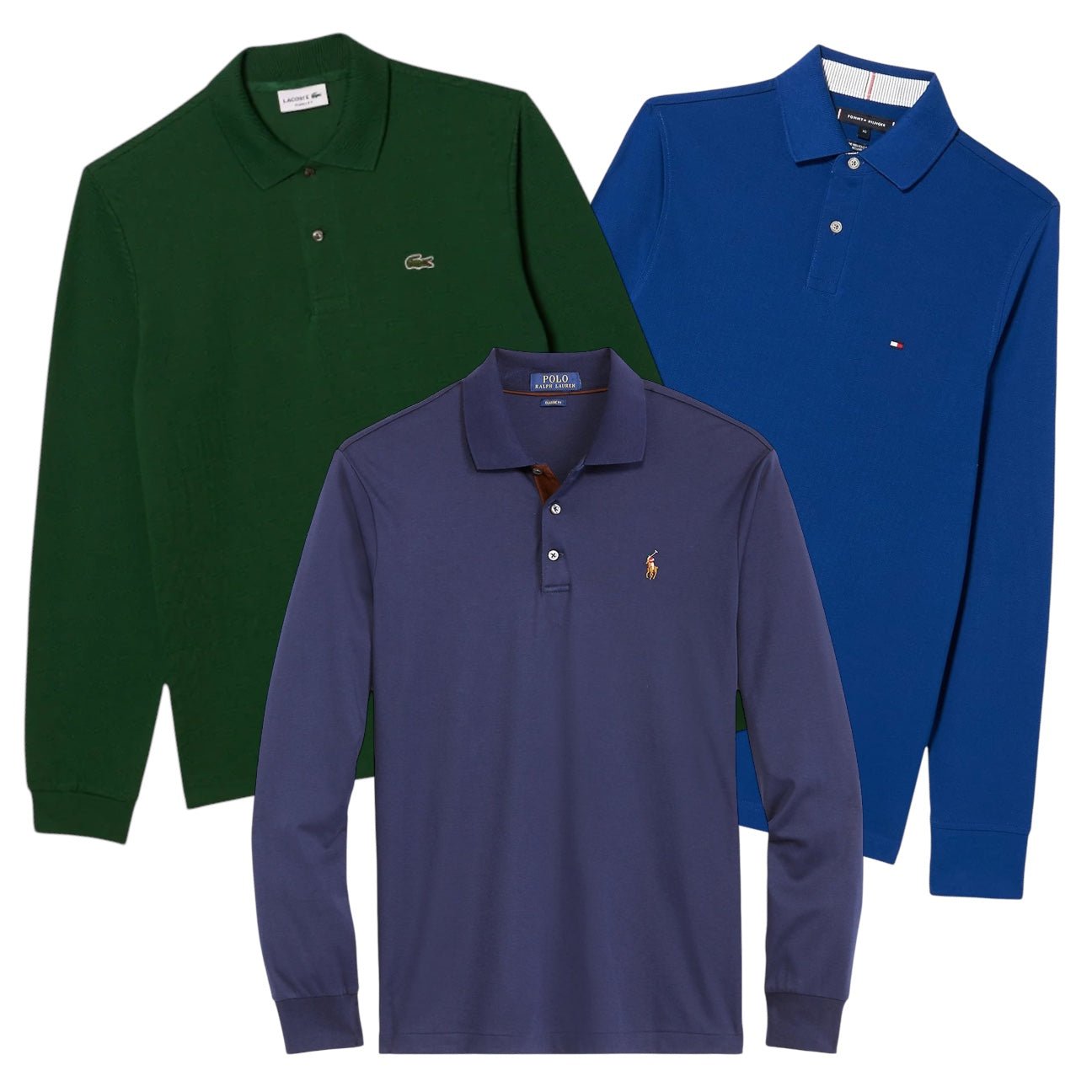 50x POLO TOMMY LACOSTE LONG SLEEVE POLO SHIRTS - The Hub Vintage Wholesale Limited